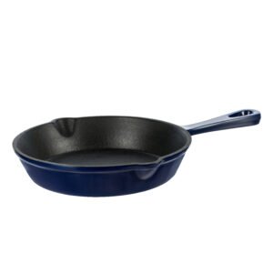 Enamelled cast iron pan, blue